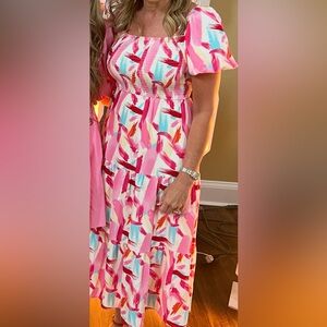 Colorful Abstract Print Dress